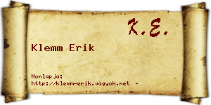 Klemm Erik névjegykártya